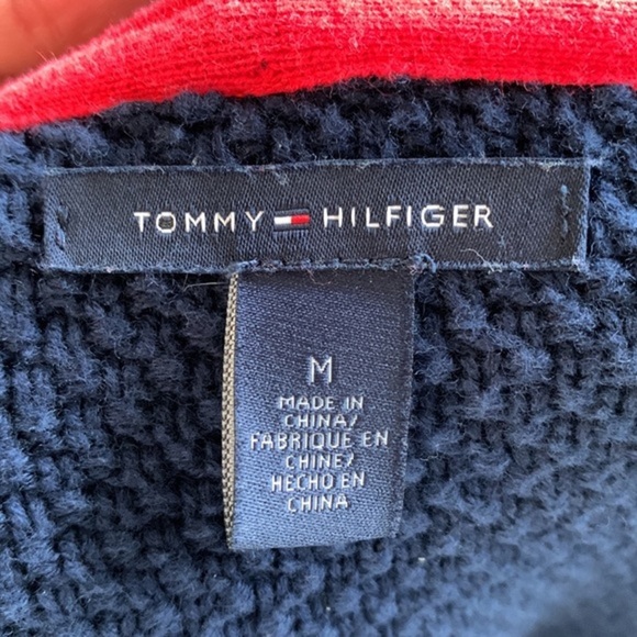 Tommy Hilfiger Navy Blue & Red Knit Zipper Sweater - Picture 7 of 8